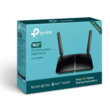 TP-LINK 4G+ LTE Router Archer MR600 802.11ac, 300+867 Mbit/s, 10/100/1000 Mbit/s, Ethernet LAN (RJ-45) ports 3, 4G, Antenna type