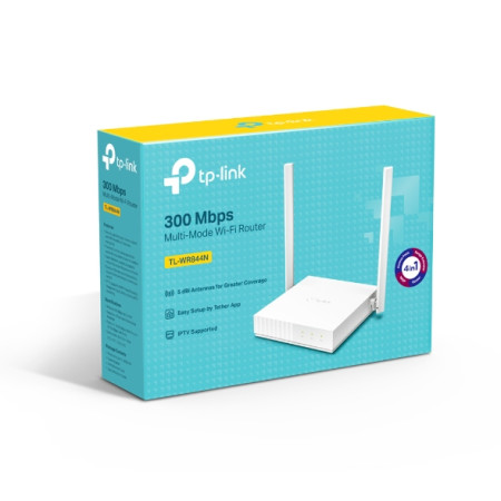 TP-LINK Router TL-WR844N 802.11n, 300 Mbit/s, 10/100 Mbit/s, Ethernet LAN (RJ-45) ports 4, MU-MiMO Yes, Antenna type External