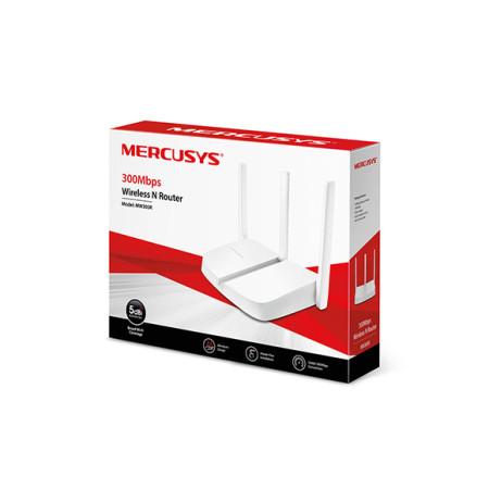 Mercusys Wireless N Router MW305R 802.11n, 300 Mbit/s, 10/100 Mbit/s, Ethernet LAN (RJ-45) ports 3, Antenna type 3xFixed, White