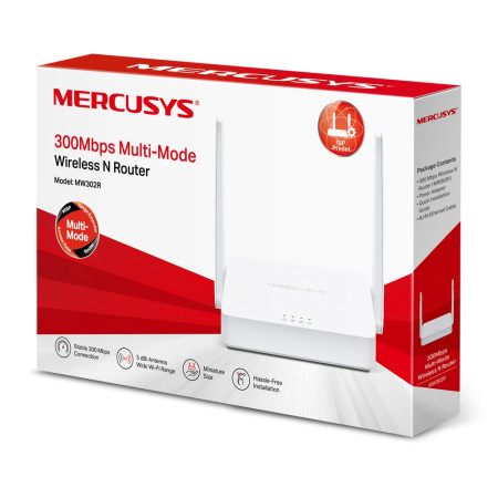 Mercusys Multi-Mode Wireless N Router MW302R 802.11n, 300 Mbit/s, 10/100 Mbit/s, Ethernet LAN (RJ-45) ports 2, Antenna type 2xFi