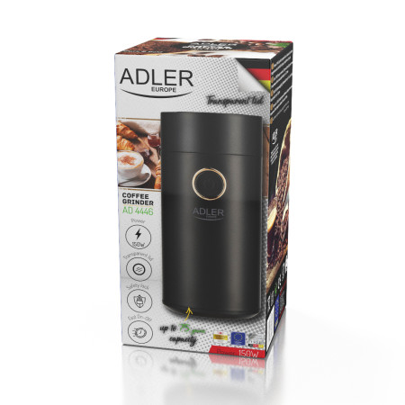 Adler Coffee Mill AD 4446bg 150 W, Coffee beans capacity 75 g, Black