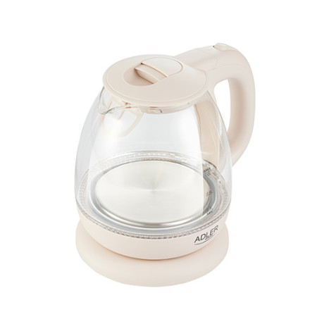 Adler Kettle AD 1283C Electric, 900 W, 1 L, Glass/Stainless steel, 360 rotational base, Cream