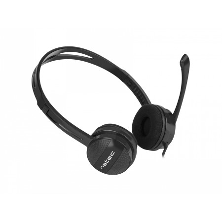 Natec Headset Canary Go On-Ear, Microphone, Noise canceling, 3.5 mm, Black