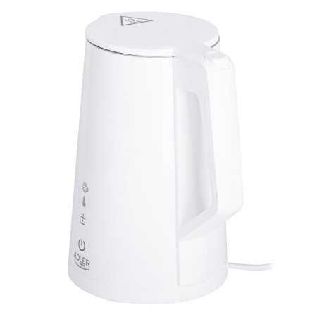 Adler Kettle AD 1345w Electric, 2200 W, 1.7 L, Stainless steel, 360 rotational base, White