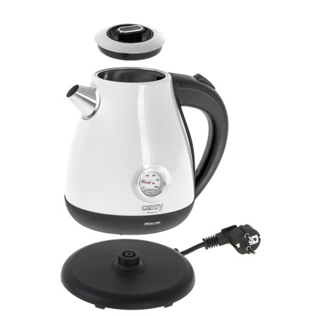 Camry Kettle with a thermometer CR 1344 Electric, 2200 W, 1.7 L, Stainless steel, 360 rotational base, White