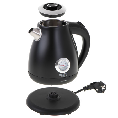 Camry Kettle with a thermometer CR 1344 Electric, 2200 W, 1.7 L, Stainless steel, 360 rotational base, Black