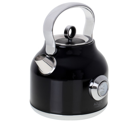 Adler Kettle with a Thermomete AD 1346b Electric, 2200 W, 1.7 L, Stainless steel, 360 rotational base, Black