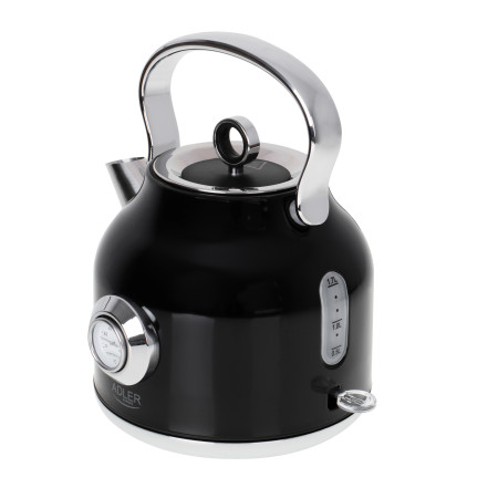 Adler Kettle with a Thermomete AD 1346b Electric, 2200 W, 1.7 L, Stainless steel, 360 rotational base, Black