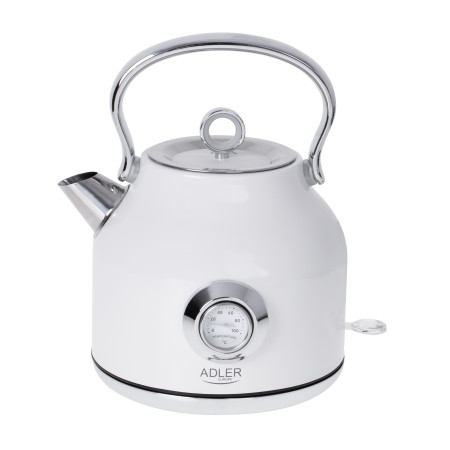 Adler Kettle with a Thermomete AD 1346w Electric, 2200 W, 1.7 L, Stainless steel, 360 rotational base, White