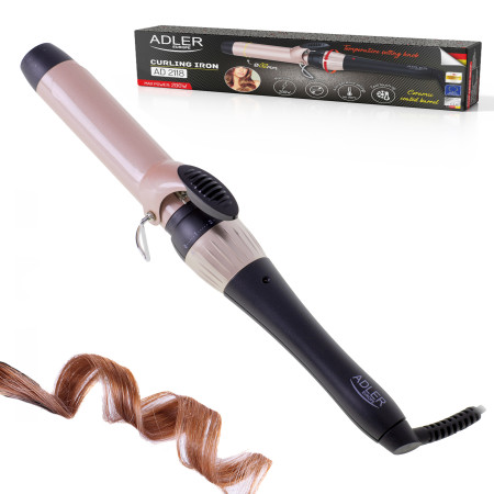 Adler Curling Iron AD 2118 Ceramic heating system, Barrel diameter 32 mm, Temperature (max) 200 C, 56 W, Black/Pink