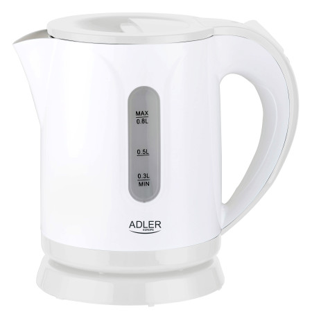 Adler Kettle AD 1371w Electric, 850 W, 0.8 L, Stainless steel/Polypropylene, 360 rotational base, White