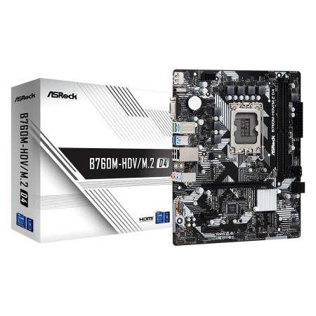 ASRock B760M-HDV/M.2 D4 Processor family Intel, Processor socket LGA1700, DDR4 DIMM, Memory slots 2, Supported hard disk drive i