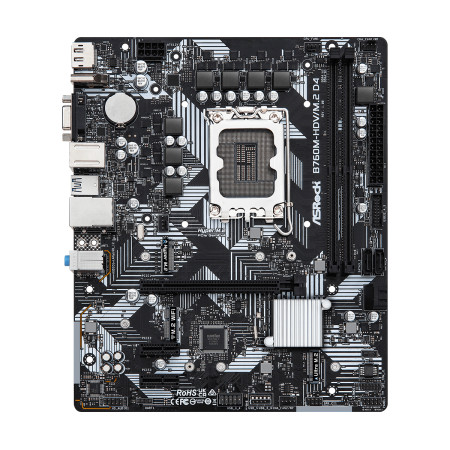 ASRock B760M-HDV/M.2 D4 Processor family Intel, Processor socket LGA1700, DDR4 DIMM, Memory slots 2, Supported hard disk drive i