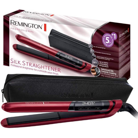 Remington Silk Hair Straightener S9600 Ceramic heating system, Display Digital, Temperature (max) 240 C, Red