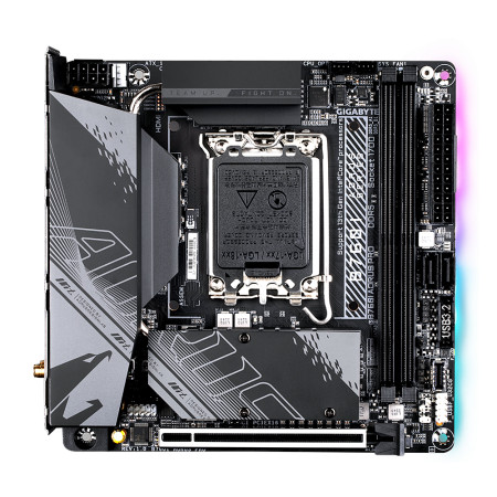 Gigabyte B760I AORUS PRO 1.0 Processor family Intel, Processor socket LGA1700, DDR5 DIMM, Memory slots 2, Supported hard disk dr