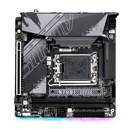 Gigabyte B760I AORUS PRO 1.0 Processor family Intel, Processor socket LGA1700, DDR5 DIMM, Memory slots 2, Supported hard disk dr