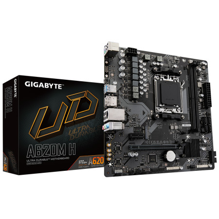 Gigabyte A620M H 1.0 M/B Processor family AMD, Processor socket AM5, DDR5 DIMM, Memory slots 2, Supported hard disk drive interf