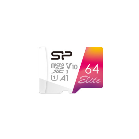 Silicon Power microSDHC UHS-I Memory Card Elite 64 GB, microSDHC/SDXC, Flash memory class 10