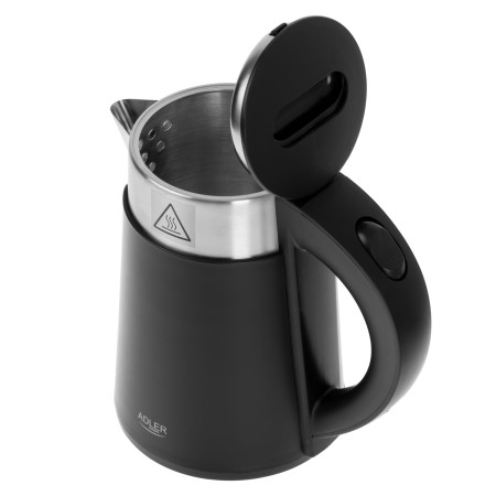 Adler Kettle AD 1372 Electric, 800 W, 0.6 L, Plastic/Stainless steel, 360 rotational base, Black