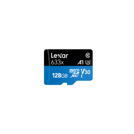 Lexar High-Performance 633x UHS-I micro SDXC, 128 GB, Class 10, U3, V30, A1, 45 MB/s, 100 MB/s