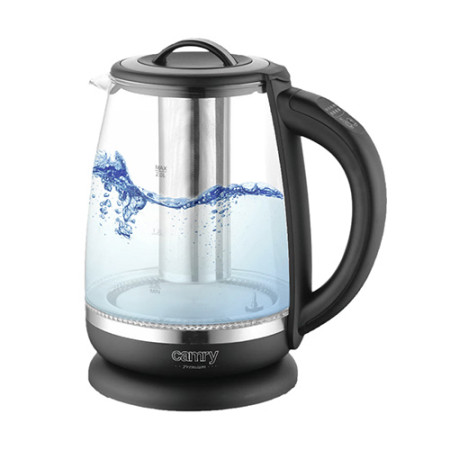 Camry Kettle CR 1290 Standard, 2200 W, 2 L, Plastic/glass, Black/Transparent, 360 rotational base