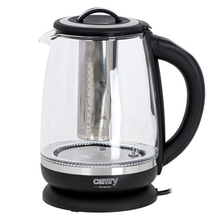 Camry Kettle CR 1290 Standard, 2200 W, 2 L, Plastic/glass, Black/Transparent, 360 rotational base