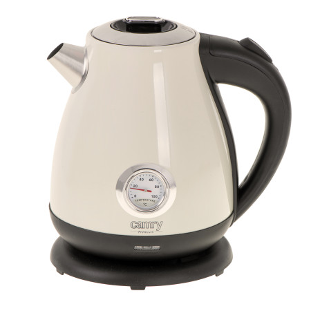 Camry Kettle with a thermometer CR 1344 Electric, 2200 W, 1.7 L, Stainless steel, 360 rotational base, Cream