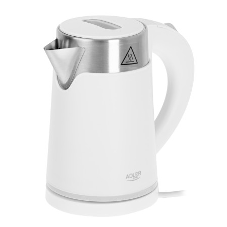 Adler Kettle AD 1372 Electric, 800 W, 0.6 L, Plastic/Stainless steel, 360 rotational base, White