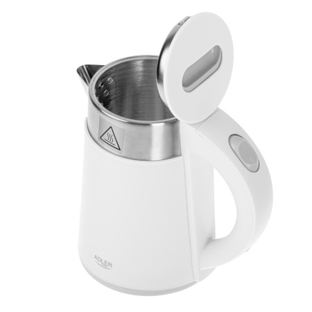 Adler Kettle AD 1372 Electric, 800 W, 0.6 L, Plastic/Stainless steel, 360 rotational base, White