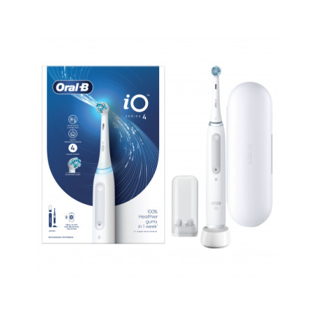 Oral-B Electric Toothbrush iO4 Rechargeable, For adults, Number of brush heads included 1, Quite White, Number of teeth brushing