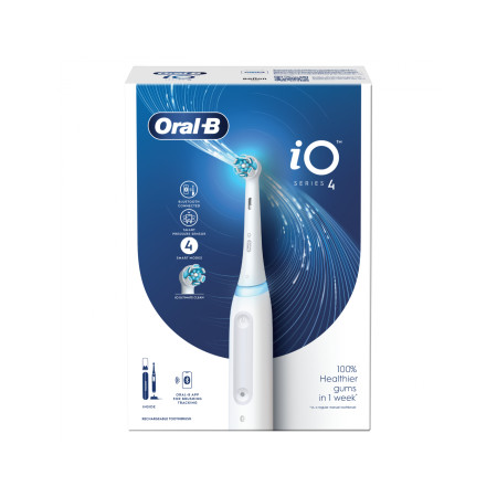 Oral-B Electric Toothbrush iO4 Rechargeable, For adults, Number of brush heads included 1, Quite White, Number of teeth brushing