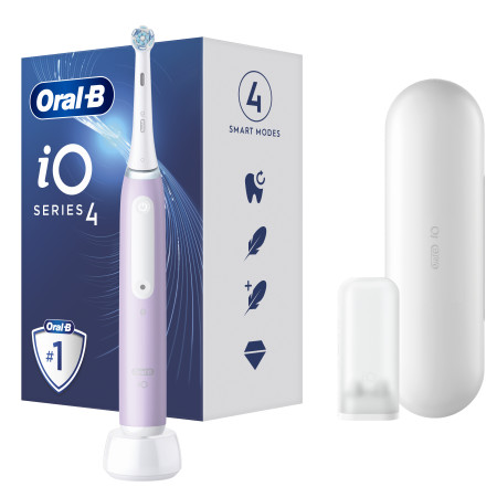 Oral-B Electric Toothbrush iO4 Rechargeable, For adults, Number of brush heads included 1, Lavender, Number of teeth brushing mo