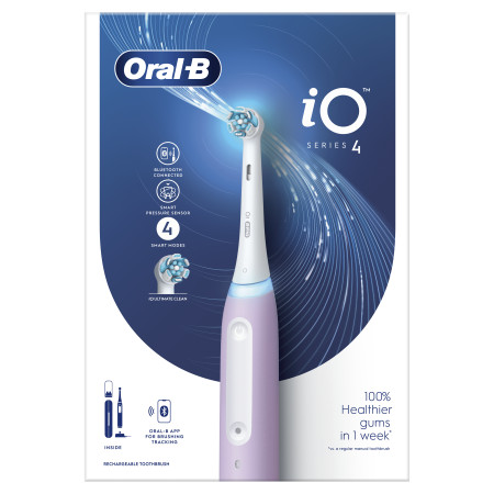 Oral-B Electric Toothbrush iO4 Rechargeable, For adults, Number of brush heads included 1, Lavender, Number of teeth brushing mo