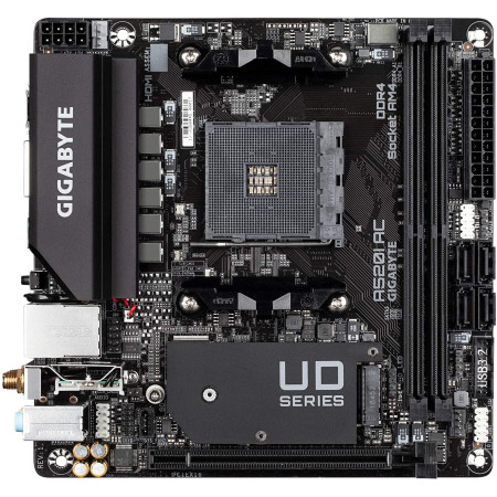 Gigabyte A520I AC Processor family AMD, Processor socket AM4, DDR4 DIMM, Memory slots 2, Number of SATA connectors 4, Chipset AM