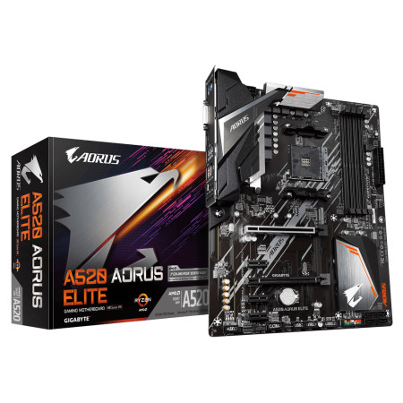 Gigabyte A520 AORUS ELITE 1.0 Processor family AMD, Processor socket AM4, DDR4 DIMM, Memory slots 4, Number of SATA connectors 4