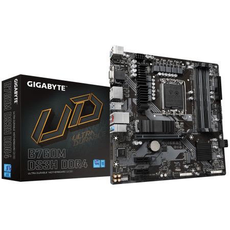 Gigabyte B760M DS3H 1.0 M/B Processor family Intel, Processor socket LGA1700, DDR4 DIMM, Memory slots 4, Supported hard disk dri