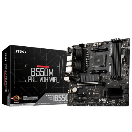 MSI B550M PRO-VDH WIFI Processor family AMD, Processor socket AM4, DDR4, Memory slots 4, Chipset AMD B, Micro ATX