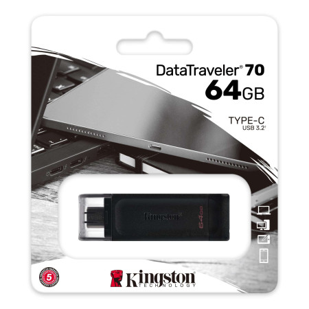 Kingston DataTraveler 70 64 GB, USB-C, Black