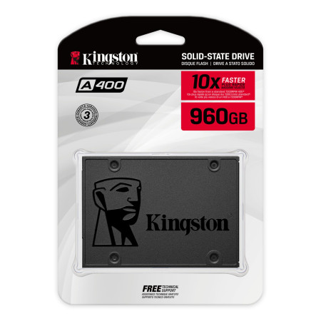 Kingston SSD A400 960 GB, SSD form factor 2.5", SSD interface SATA Rev 3.0, Write speed 450 MB/s, Read speed 500 MB/s