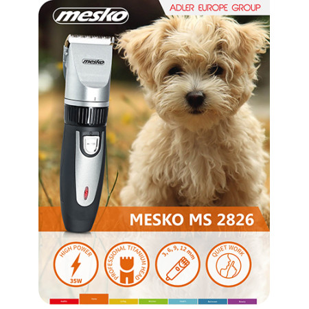 Mesko Hair clipper for pets MS 2826 Corded/ Cordless, Black/Silver