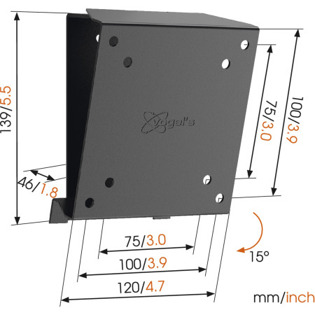 Vogels Wall mount, MA1010-A1, Tilt, 17-26 ", Maximum weight (capacity) 30 kg, VESA 75x75, 100x100 mm, Black