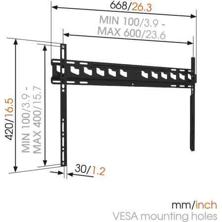 Vogels Wall mount, MA4000-A1, Fixed, 40-80 ", Maximum weight (capacity) 80 kg, VESA 100/400-100/600 mm, Black