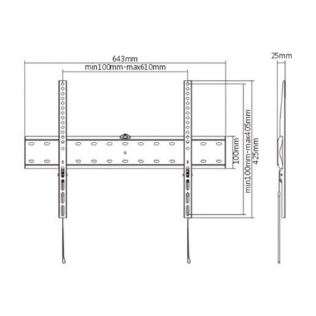 Gembird TV wall mount (fixed) WM-70F-01 37-70 ", Maximum weight (capacity) 40 kg, Black