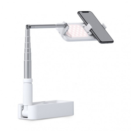 Selfie Stand LoomiPod Fold with LED Lamps and Bluetooth Remote for Smartphones white (White)