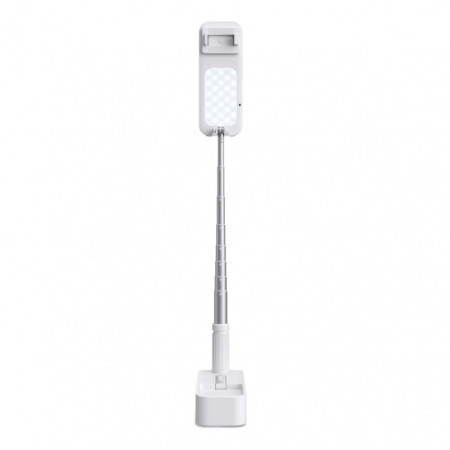 Selfie Stand LoomiPod Fold with LED Lamps and Bluetooth Remote for Smartphones white (White)