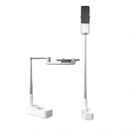 Selfie Stand LoomiPod Fold with LED Lamps and Bluetooth Remote for Smartphones white (White)