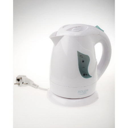 Adler AD 08 Standard kettle, Plastic, White, 850 W, 1 L, 360 rotational base