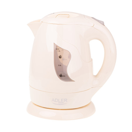 Adler Kettle AD 08 b Standard, Plastic, Beige, 850 W, 360 rotational base, 1 L