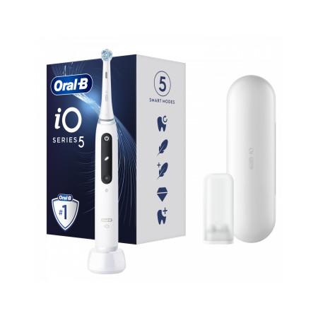 Oral-B Electric Toothbrush iO5 Rechargeable, For adults, Number of brush heads included 1, Quite White, Number of teeth brushing