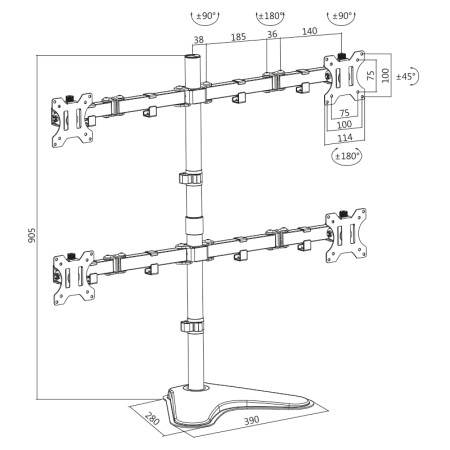 Logilink BP0046 Quad Monitor Desk Stand 13"-32'' Logilink Desk Mount, BP0046, 13-32 ", Maximum weight (capacity) Carrying capaci